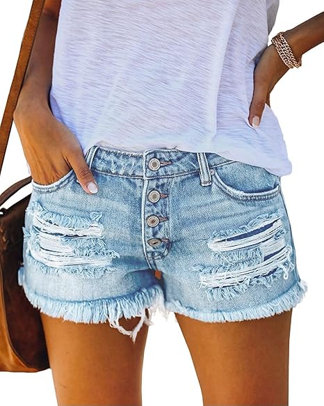 Ultra Soft Distressed Denim Shorts