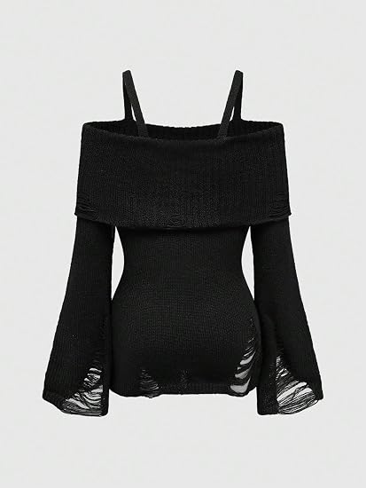 Ultimate Gothic Cutout Ribbed Knit Pullover